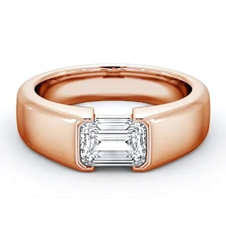 Emerald Diamond Tension East West Design Ring 18K Rose Gold Solitaire ENEM16_RG_THUMB1