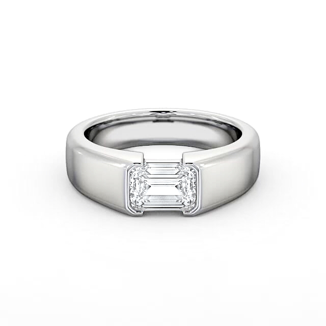 Emerald Diamond Engagement Ring Platinum Solitaire - Aubrey ENEM16_WG_HAND