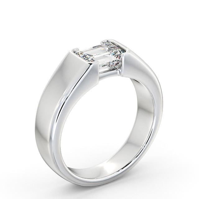 Emerald Diamond Engagement Ring 9K White Gold Solitaire - Aubrey ENEM16_WG_HAND