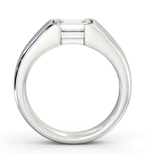 Emerald Diamond Tension East West Design Engagement Ring 18K White Gold Solitaire ENEM16_WG_THUMB1