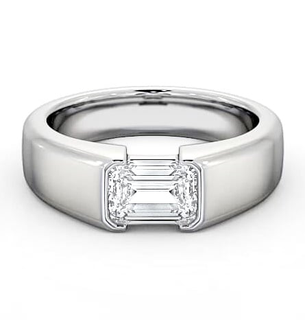 Emerald Diamond Tension East West Design Ring Platinum Solitaire ENEM16_WG_THUMB2 