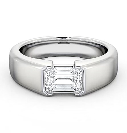 Emerald Diamond Tension East West Design Ring Platinum Solitaire ENEM16_WG_THUMB1