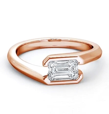 Emerald Diamond Tension East West Design Ring 18K Rose Gold Solitaire ENEM17_RG_THUMB1