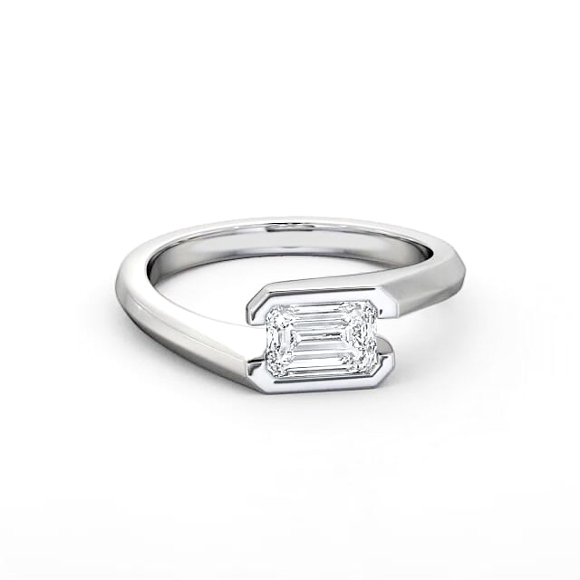 Emerald Diamond Engagement Ring Palladium Solitaire - Tahani ENEM17_WG_HAND
