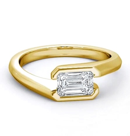 Emerald Tension East West Design Ring 18K Yellow Gold Solitaire ENEM17_YG_THUMB2 