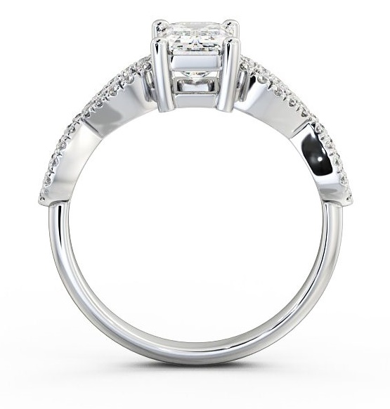 Emerald Diamond Infinity Style Band Ring Palladium Solitaire ENEM18_WG_THUMB1 
