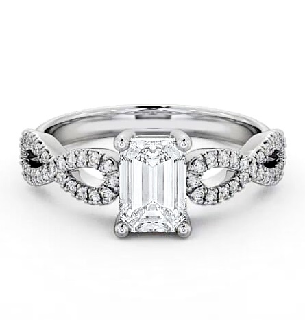 Emerald Diamond Infinity Style Band Ring Palladium Solitaire ENEM18_WG_THUMB1