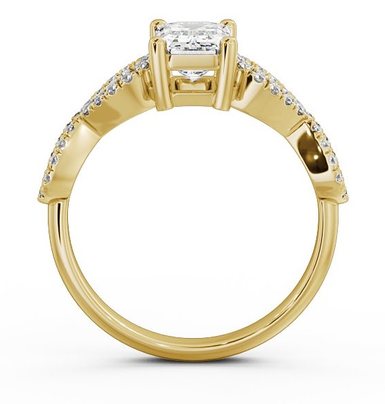 Emerald Diamond Infinity Style Band Ring 18K Yellow Gold Solitaire ENEM18_YG_THUMB1 