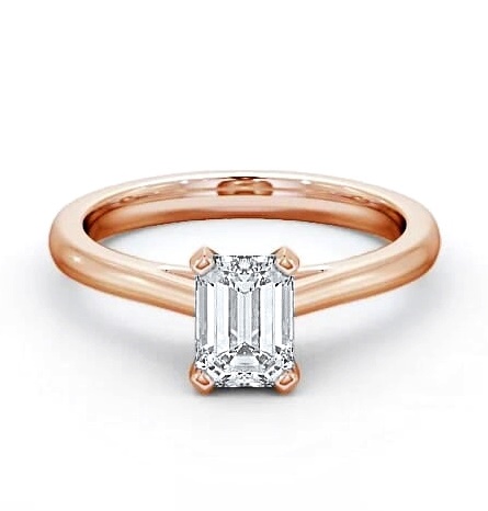 Emerald Diamond 4 Prong Engagement Ring 18K Rose Gold Solitaire ENEM19_RG_THUMB1