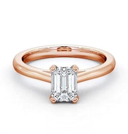 Emerald Diamond 4 Prong Engagement Ring 18K Rose Gold Solitaire ENEM19_RG_THUMB2 