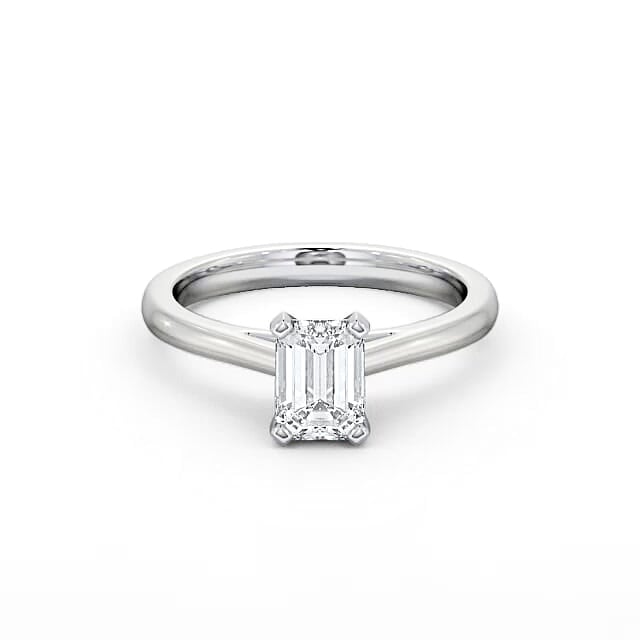 Emerald Diamond Engagement Ring 18K White Gold Solitaire - Eloisa ENEM19_WG_HAND
