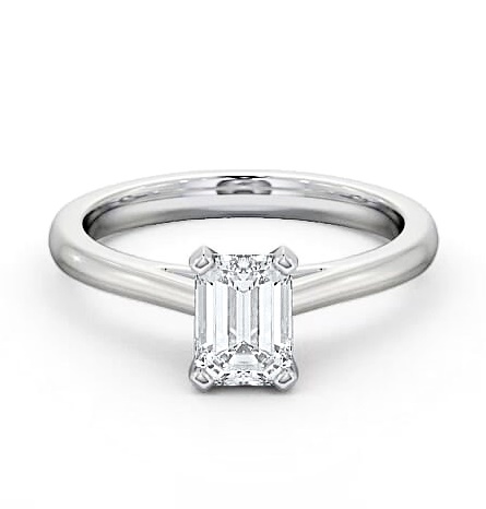 Emerald Diamond 4 Prong Engagement Ring 18K White Gold Solitaire ENEM19_WG_THUMB1