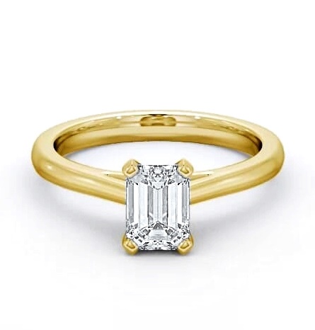 Emerald Diamond 4 Prong Engagement Ring 18K Yellow Gold Solitaire ENEM19_YG_THUMB2 