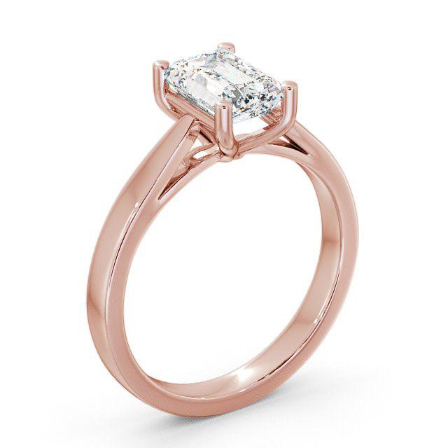Emerald Diamond Engagement Ring 18K Rose Gold Solitaire - Atlanta ENEM1_RG_HAND