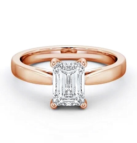 Emerald Diamond Tapered Band Engagement Ring 9K Rose Gold Solitaire ENEM1_RG_thumb1.jpg