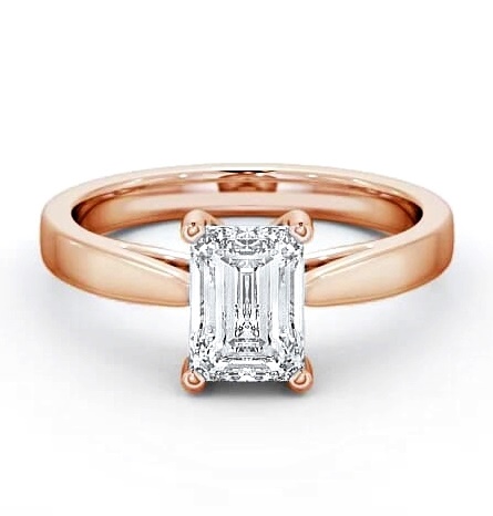 Emerald Diamond Tapered Band Engagement Ring 18K Rose Gold Solitaire ENEM1_RG_thumb2.jpg 