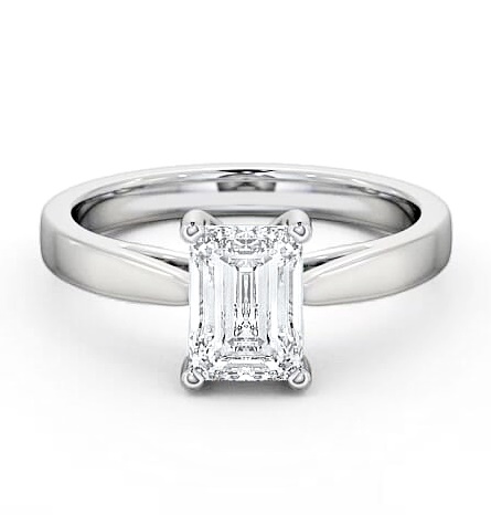 Emerald Diamond Tapered Band Engagement Ring Palladium Solitaire ENEM1_WG_thumb2.jpg 