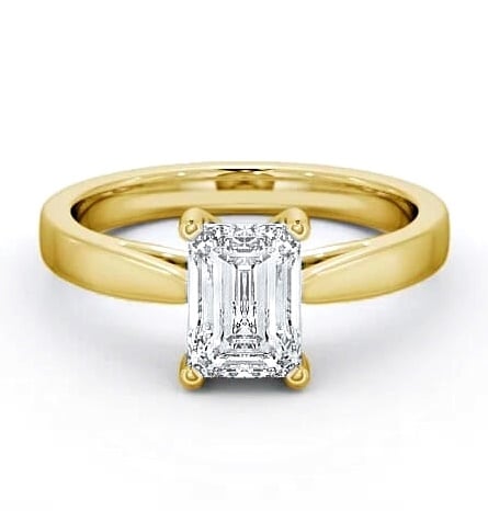 Emerald Diamond Tapered Band Engagement Ring 18K Yellow Gold Solitaire ENEM1_YG_thumb2.jpg 