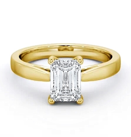 Emerald Diamond Tapered Band Engagement Ring 18K Yellow Gold Solitaire ENEM1_YG_thumb1.jpg