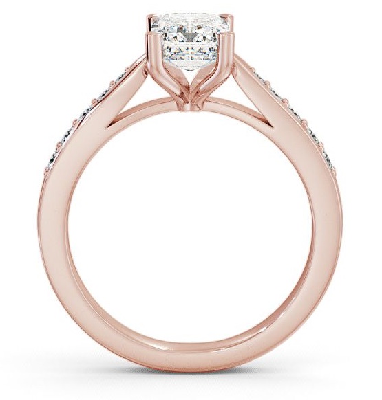 Emerald Diamond Tapered Band Engagement Ring 18K Rose Gold Solitaire with Channel Set Side Stones ENEM1S_RG_THUMB1