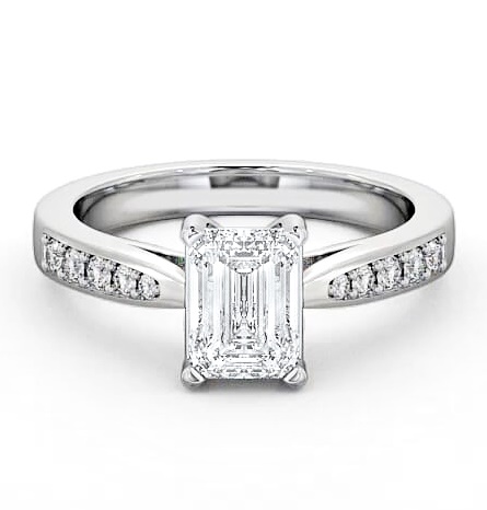 Emerald Diamond Tapered Band Engagement Ring Palladium Solitaire ENEM1S_WG_THUMB1