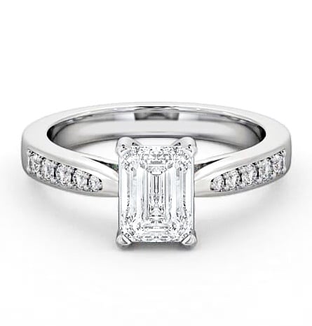 Emerald Diamond Tapered Band Engagement Ring Palladium Solitaire ENEM1S_WG_THUMB2 