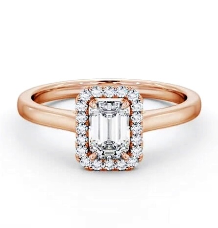 Halo Emerald Diamond Classic Engagement Ring 9K Rose Gold ENEM20_RG_THUMB1