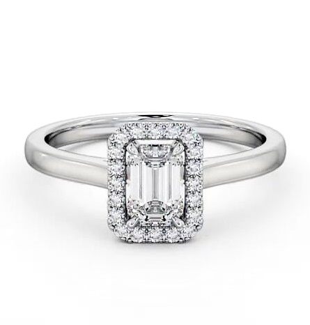 Halo Emerald Diamond Classic Engagement Ring Platinum ENEM20_WG_THUMB2 
