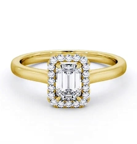 Halo Emerald Diamond Classic Engagement Ring 18K Yellow Gold ENEM20_YG_THUMB1
