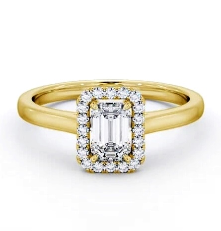 Halo Emerald Diamond Classic Engagement Ring 9K Yellow Gold ENEM20_YG_THUMB2 