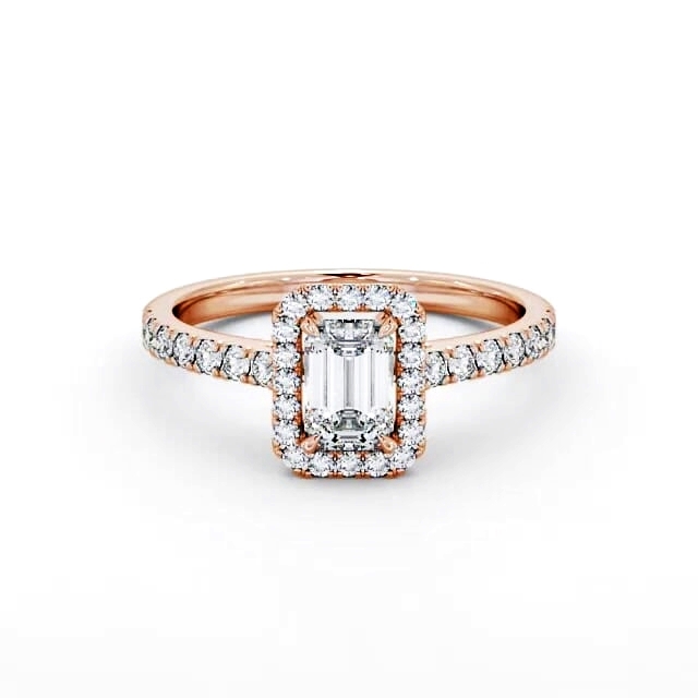 Halo Emerald Diamond Engagement Ring 9K Rose Gold - Kamrie ENEM21_RG_HAND