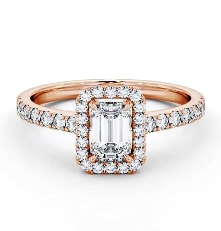 Halo Emerald Diamond Classic Engagement Ring 18K Rose Gold ENEM21_RG_THUMB2 