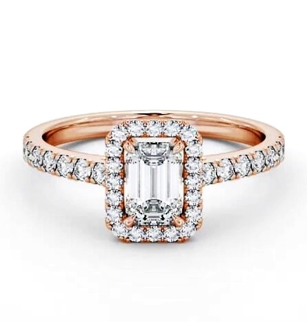 Halo Emerald Diamond Classic Engagement Ring 18K Rose Gold ENEM21_RG_THUMB2 