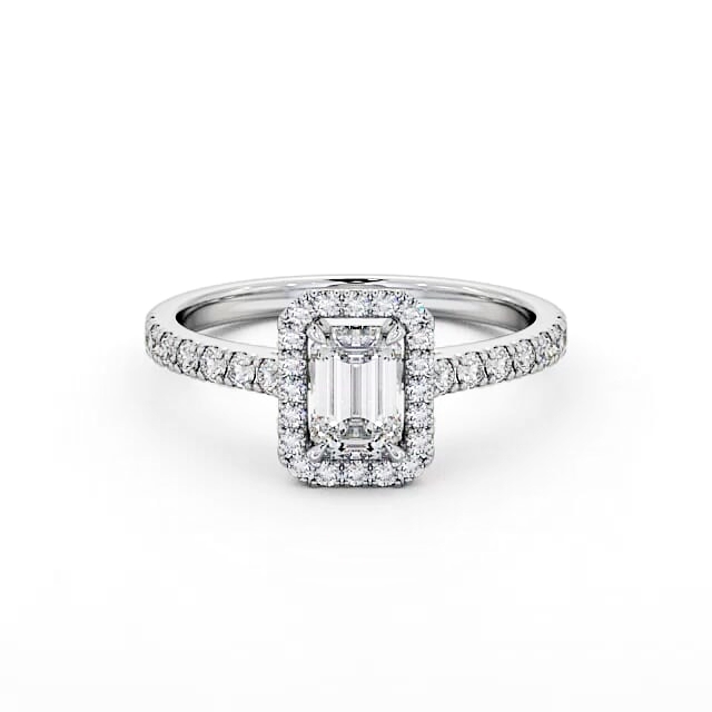 Halo Emerald Diamond Engagement Ring Palladium - Kamrie ENEM21_WG_HAND