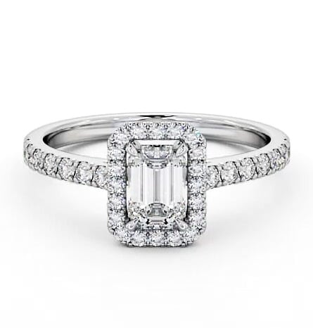 Halo Emerald Diamond Classic Engagement Ring 9K White Gold ENEM21_WG_THUMB2 