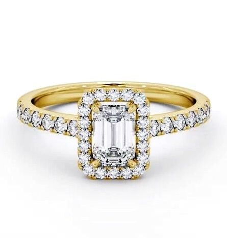 Halo Emerald Diamond Classic Engagement Ring 9K Yellow Gold ENEM21_YG_THUMB2 