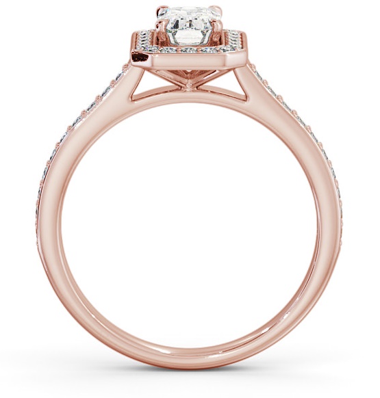 Halo Emerald Diamond Traditional Engagement Ring 9K Rose Gold ENEM22_RG_THUMB1 