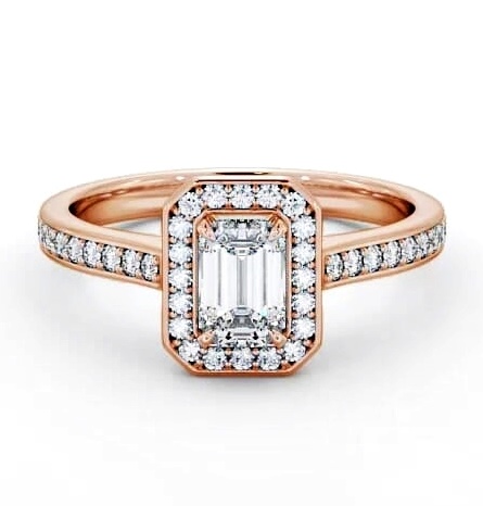 Halo Emerald Diamond Traditional Engagement Ring 18K Rose Gold ENEM22_RG_THUMB1