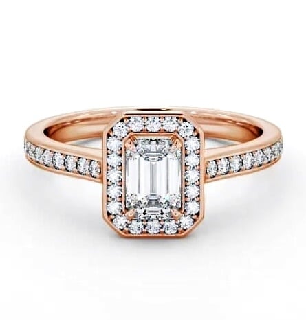 Halo Emerald Diamond Traditional Engagement Ring 18K Rose Gold ENEM22_RG_THUMB2 