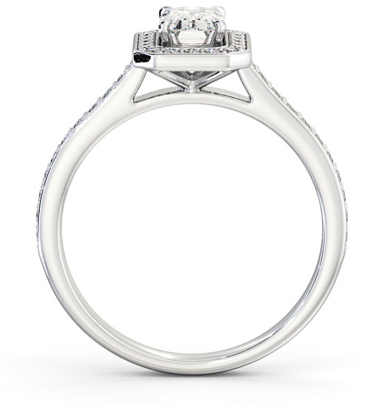 Halo Emerald Diamond Traditional Engagement Ring 18K White Gold ENEM22_WG_THUMB1 