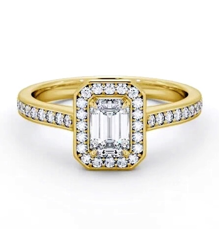 Halo Emerald Diamond Traditional Engagement Ring 9K Yellow Gold ENEM22_YG_THUMB1