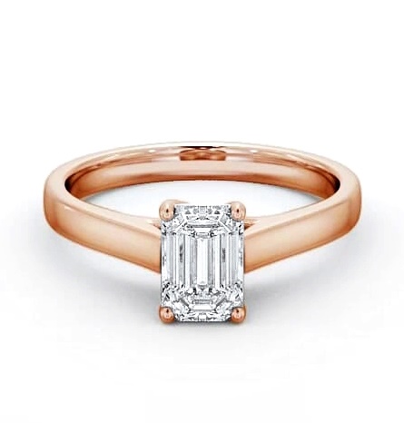 Emerald Diamond Trellis Design Engagement Ring 18K Rose Gold Solitaire ENEM24_RG_THUMB1