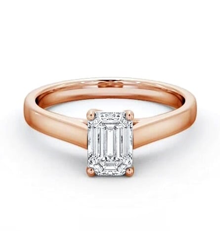 Emerald Diamond Trellis Design Engagement Ring 9K Rose Gold Solitaire ENEM24_RG_THUMB2 