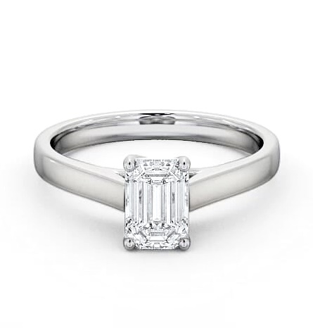 Emerald Diamond Trellis Design Ring 18K White Gold Solitaire ENEM24_WG_THUMB1