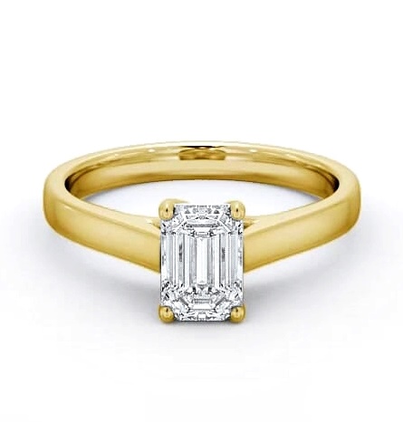 Emerald Diamond Trellis Design Ring 18K Yellow Gold Solitaire ENEM24_YG_THUMB1