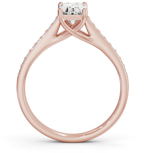 Emerald Diamond Trellis Design Engagement Ring 18K Rose Gold Solitaire ENEM24S_RG_THUMB1 