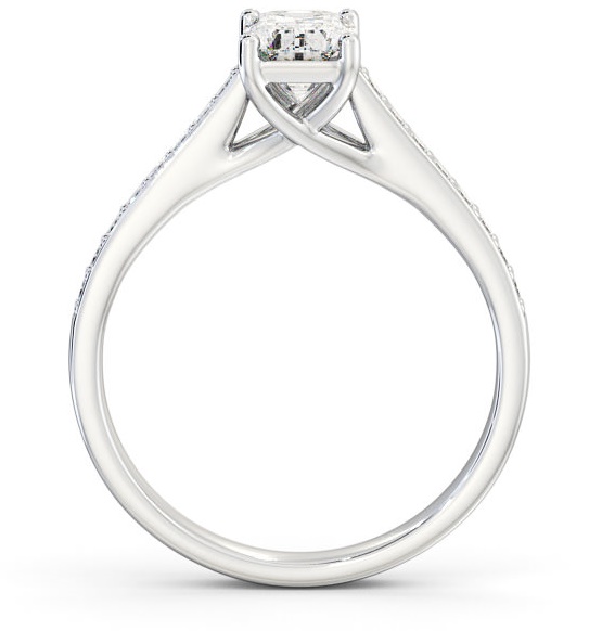 Emerald Diamond Trellis Design Ring 18K White Gold Solitaire ENEM24S_WG_THUMB1 