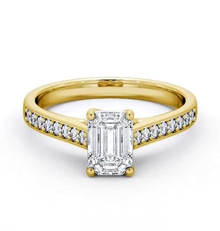 Emerald Diamond Trellis Design Ring 18K Yellow Gold Solitaire ENEM24S_YG_THUMB2 