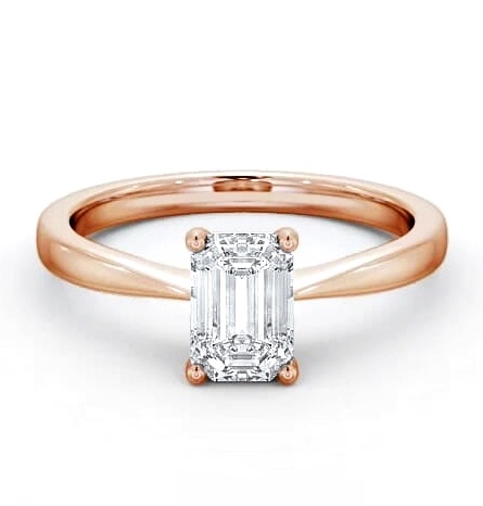 Emerald Diamond Pinched Band Engagement Ring 18K Rose Gold Solitaire ENEM25_RG_THUMB1