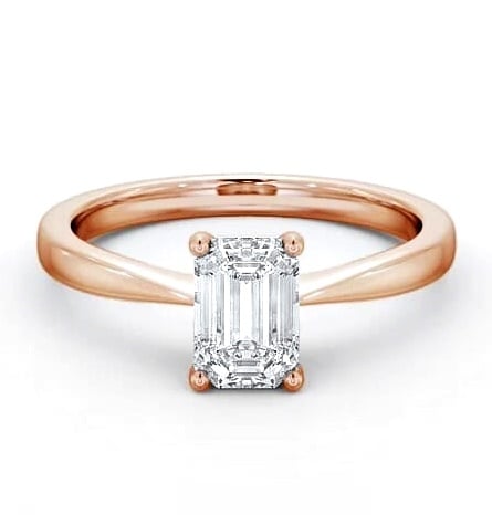 Emerald Diamond Pinched Band Engagement Ring 9K Rose Gold Solitaire ENEM25_RG_THUMB2 